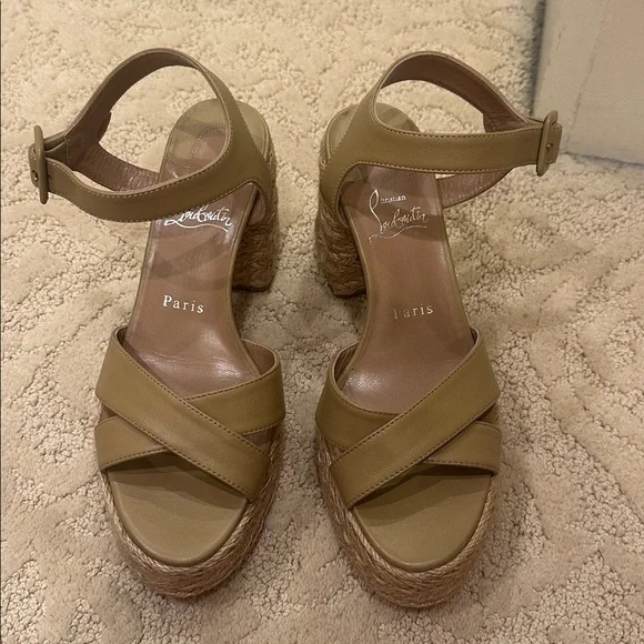 Christian Louboutin
70mm Calakala Leather Crisscross Espadrille Sandals 6.5 - Picture 6 of 8